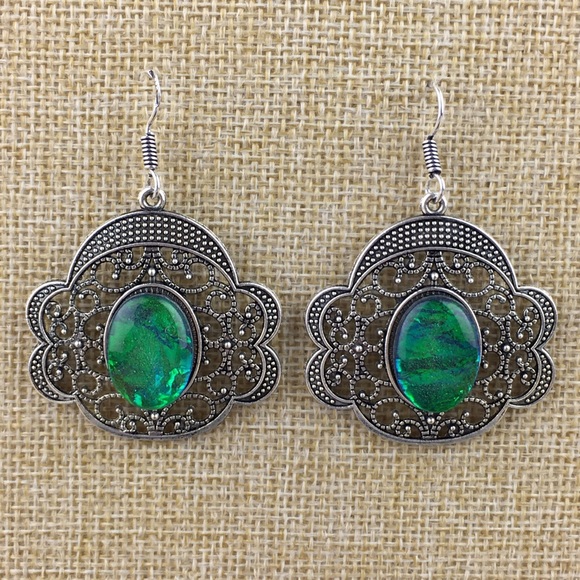 Dichroic Glass or Acrylic Hook Dangle Earrings - Picture 2 of 11